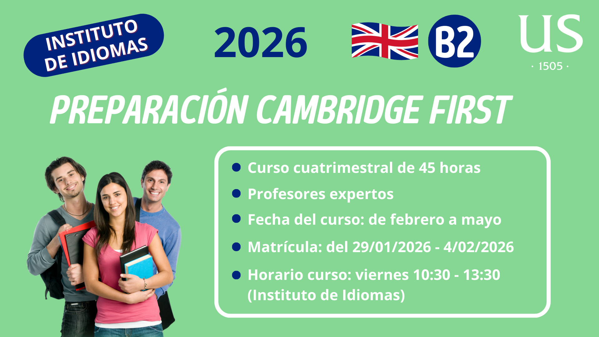 Cartel informativo. Curso Inglés B2