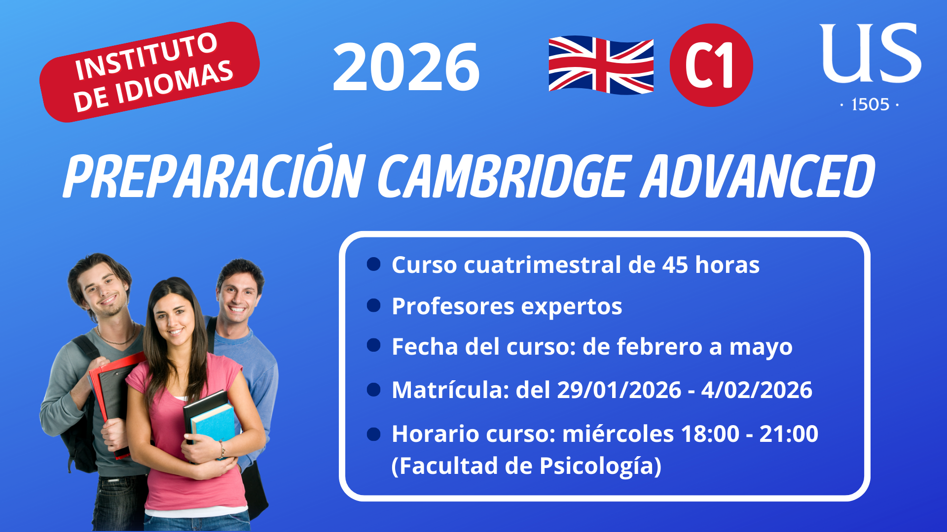 Cartel informativo. Curso Inglés C1