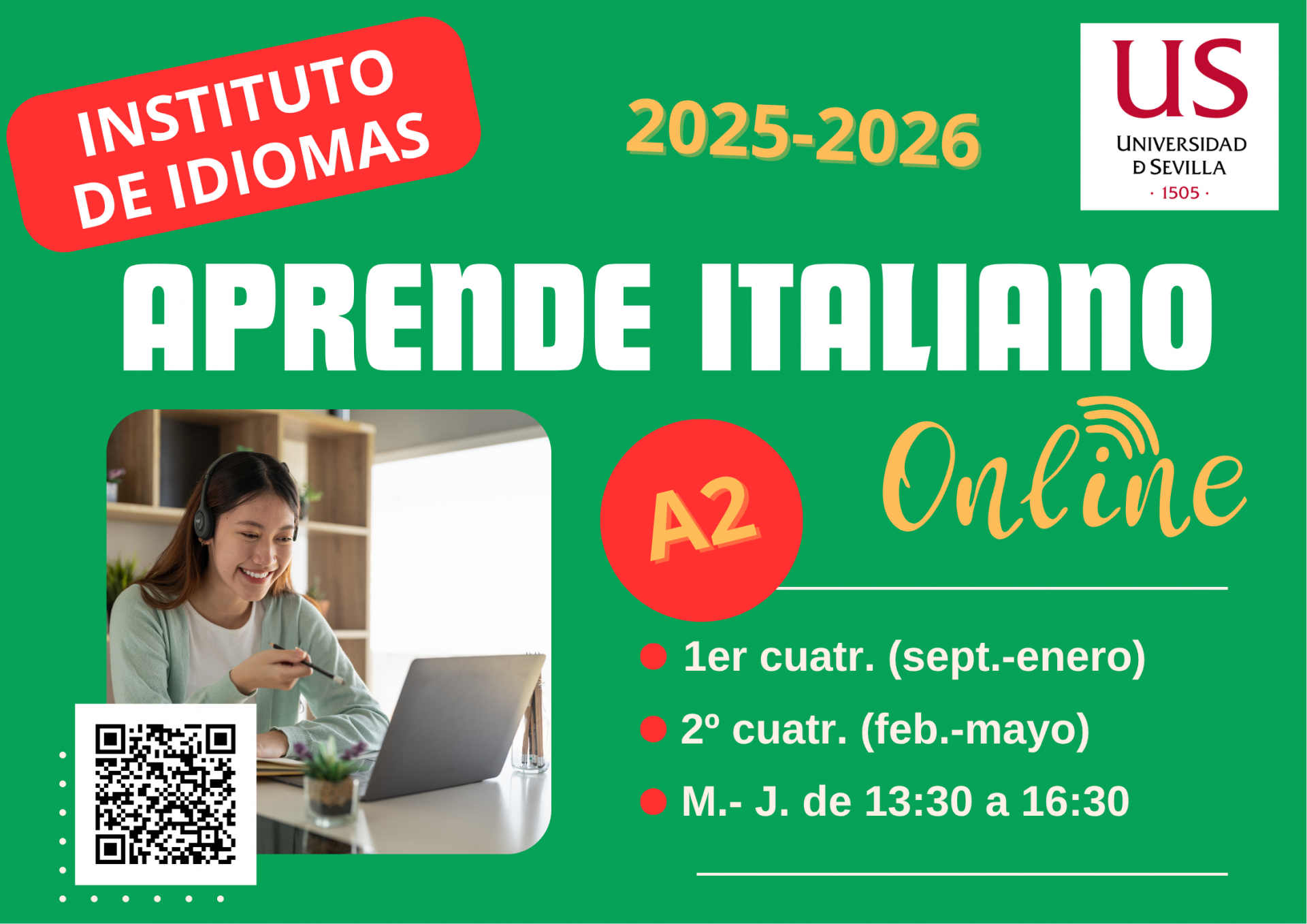 Cartel informativo. Curso Italiano A2