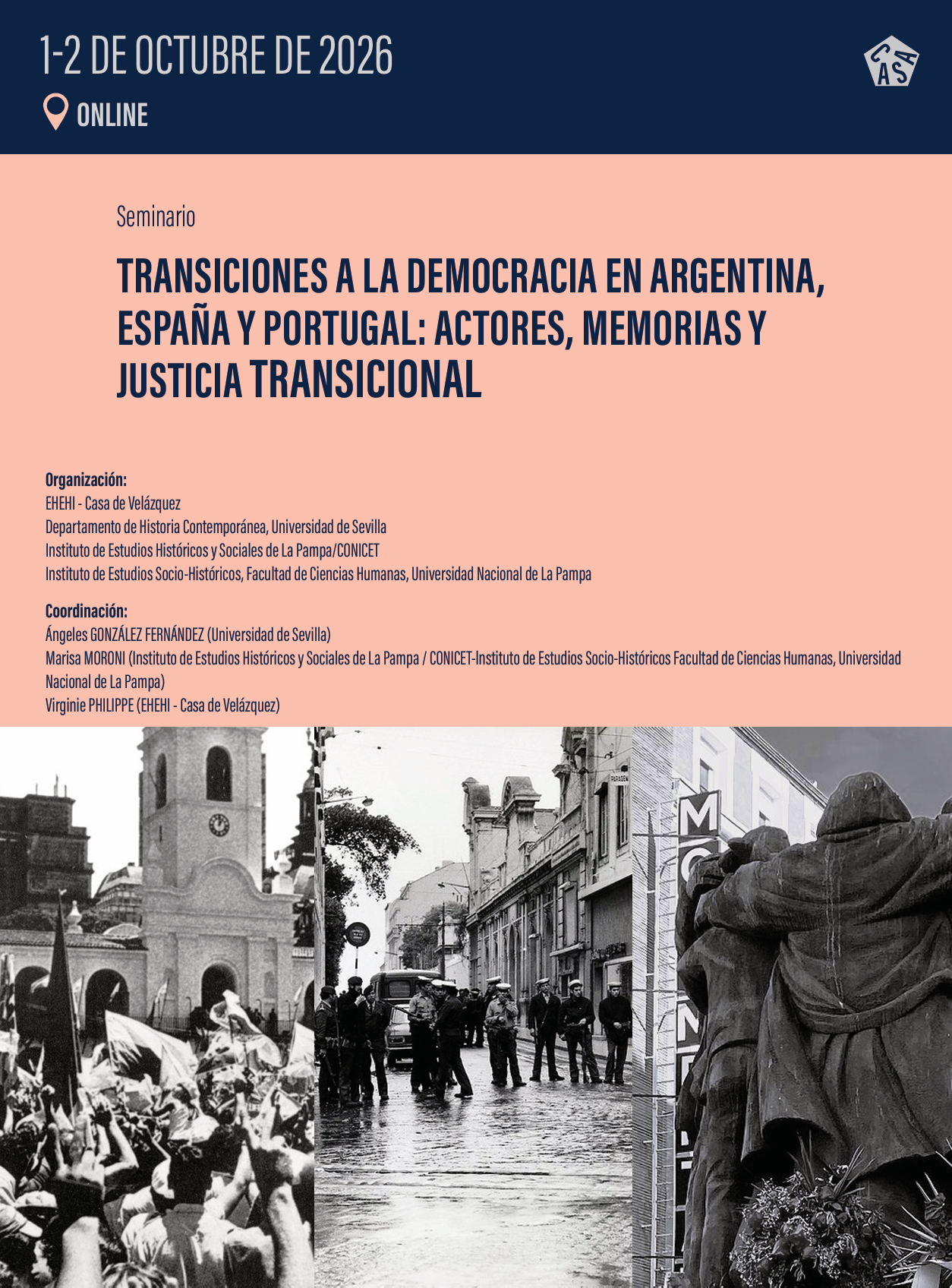 Cartel informativo e imágenes de la transición democrática